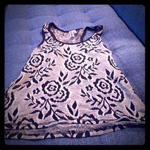 Black and white rose tank top